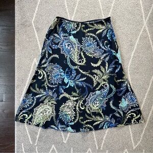 Croft & Barrow Navy Paisley A-line Midi Skirt